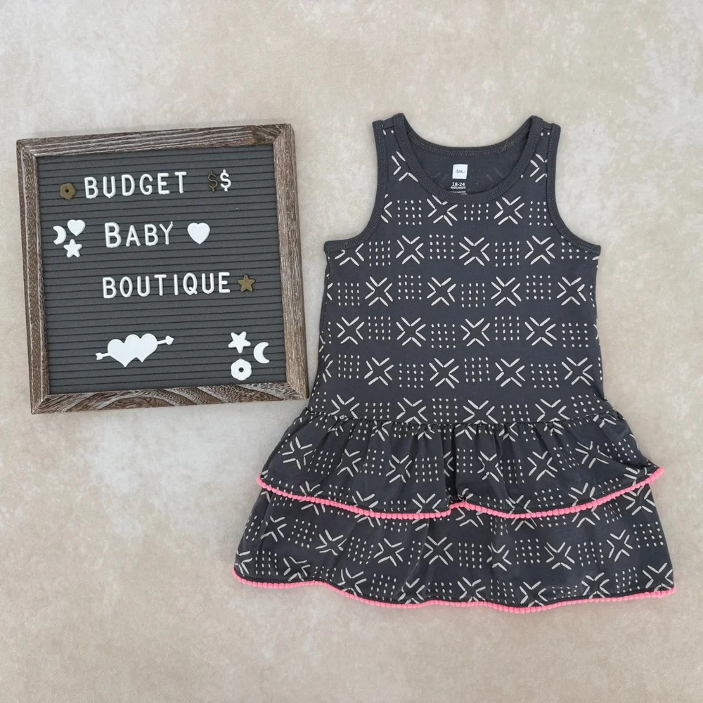 Tea Collection Gray Sleeveless Toddler / Baby Girl's Cotton Dress - 18-24 Months